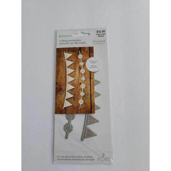 Momenta Cutting Templates BANNERS Pennants & Flowers 2 Pieces NIP - Picture 2 of 3